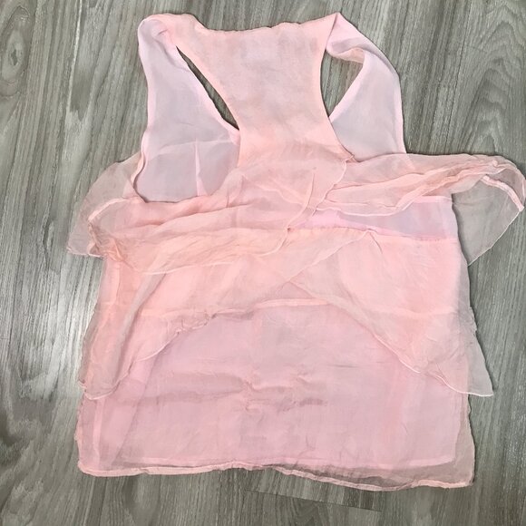 Cynthia Rowley Silk Pink Chiffon Tier Y2K Tank Womens M - Picture 6 of 7